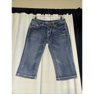 Miss Chic Size 9 Capri Embellished Blue Jeans